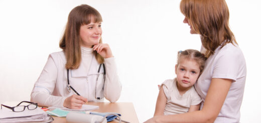 pediatrician-in-office-talking-with-my-mother-sick-child-scaled